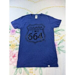 Tijuana I Love 664 Graphic T Shirt Blue Short Sleeve S CH Cotton Blend